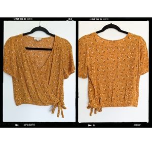 Mustard Yellow Floral Blouse - Size M